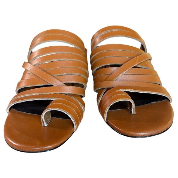 Donald Pliner Strappy Leather Slides with Reptile Embossed Block Heels size 6 - Picture 5 of 16